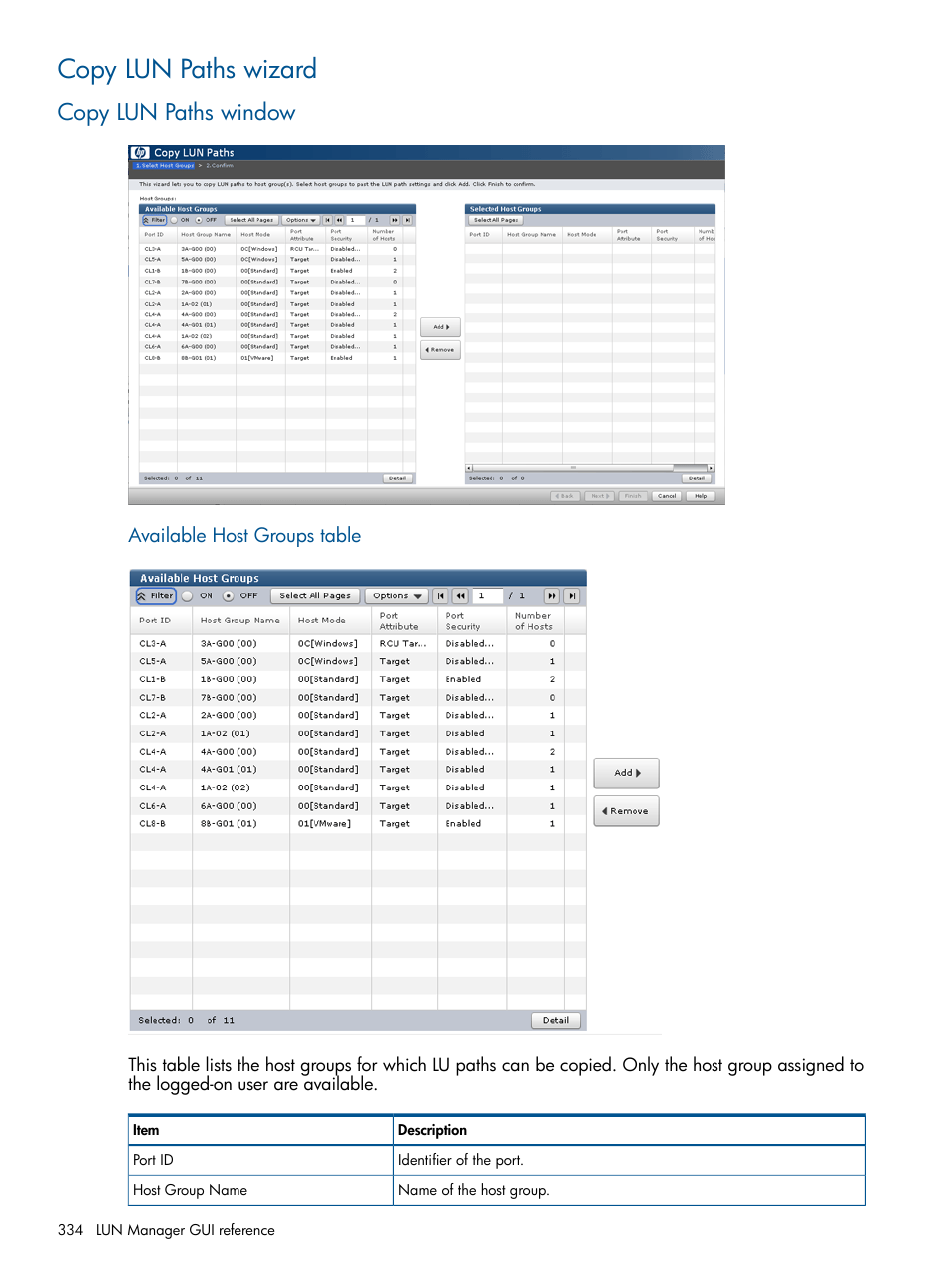 Copy lun paths wizard, Copy lun paths window | HP XP P9500 Storage User Manual | Page 334 / 367