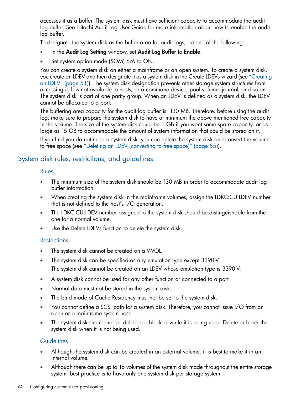 System disk rules, restrictions, and guidelines | HP XP P9500 Storage User Manual | Page 60 / 367