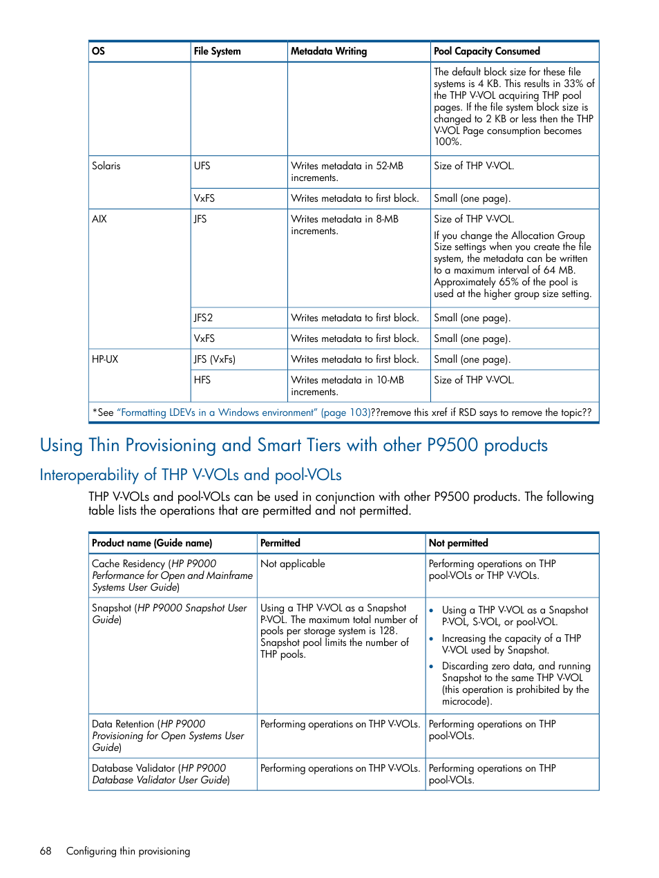 Interoperability of thp v-vols and pool-vols | HP XP P9500 Storage User Manual | Page 68 / 367