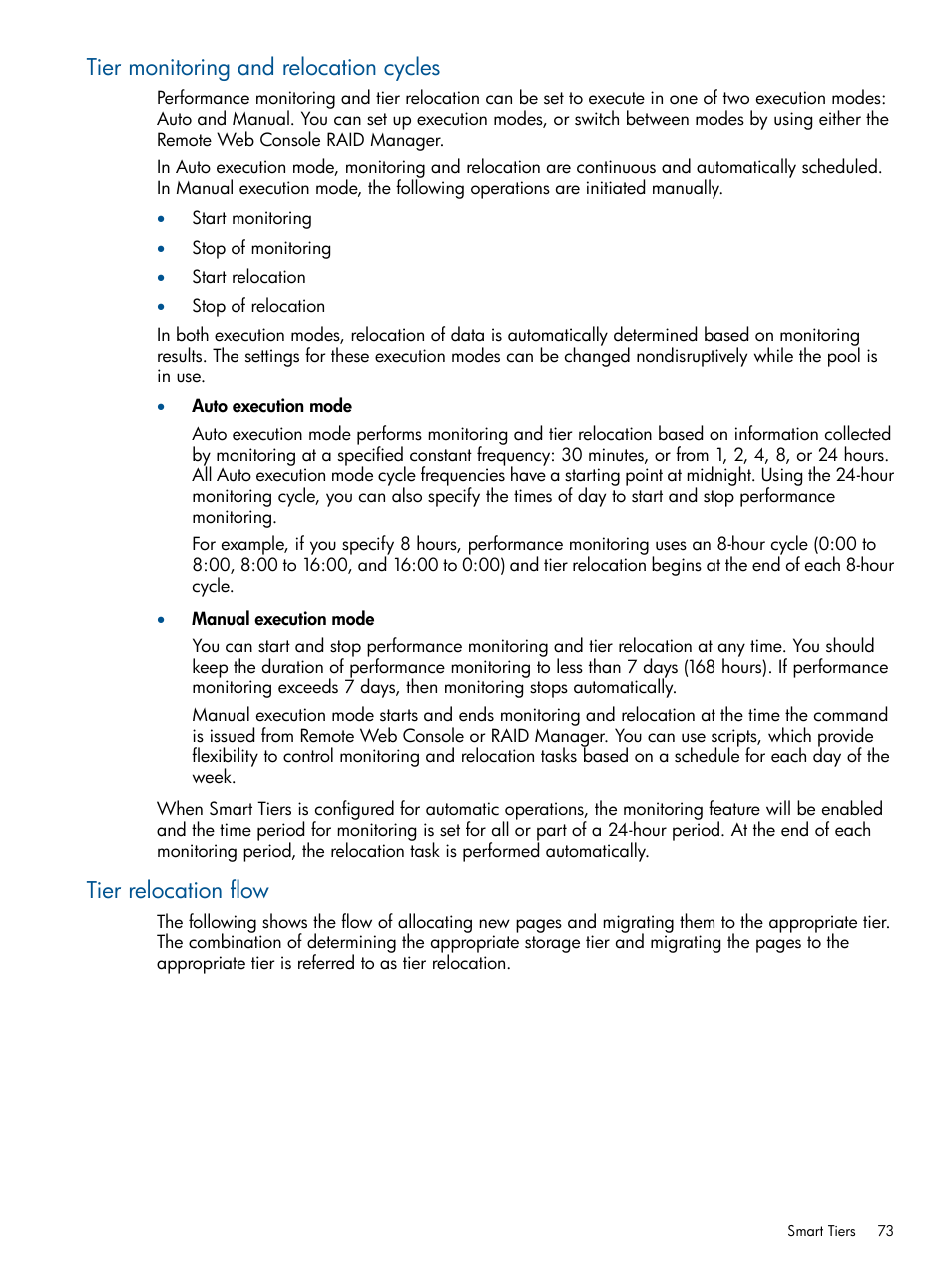 Tier monitoring and relocation cycles, Tier relocation flow | HP XP P9500 Storage User Manual | Page 73 / 367