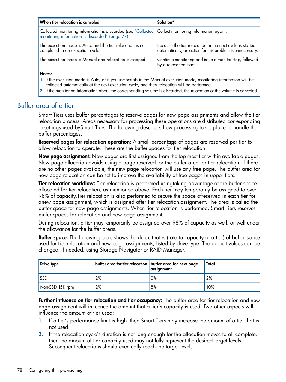 Buffer area of a tier | HP XP P9500 Storage User Manual | Page 78 / 367