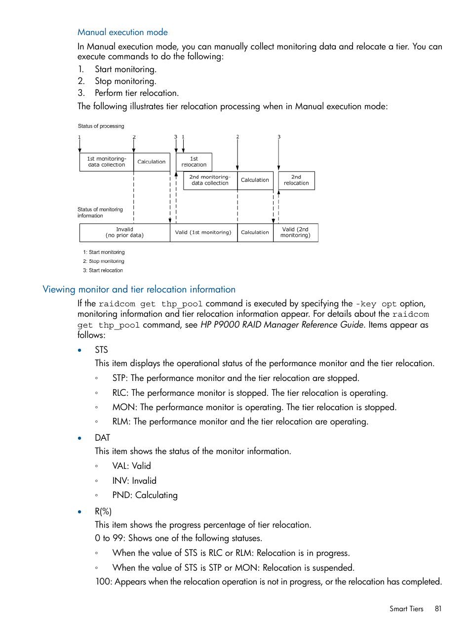 Viewing monitor and tier relocation information | HP XP P9500 Storage User Manual | Page 81 / 367