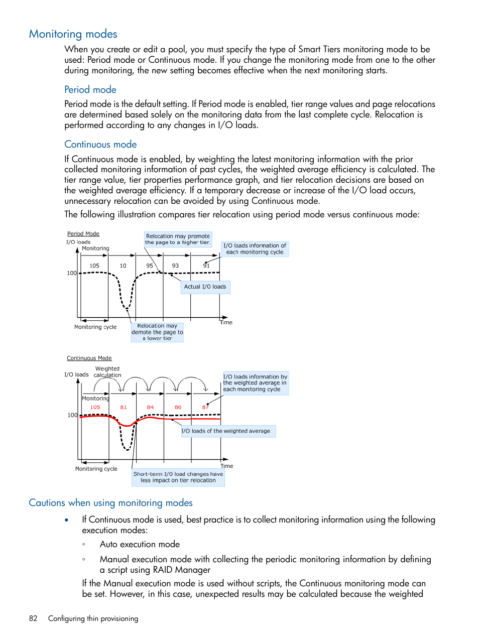 Monitoring modes, Cautions when using monitoring modes | HP XP P9500 Storage User Manual | Page 82 / 367