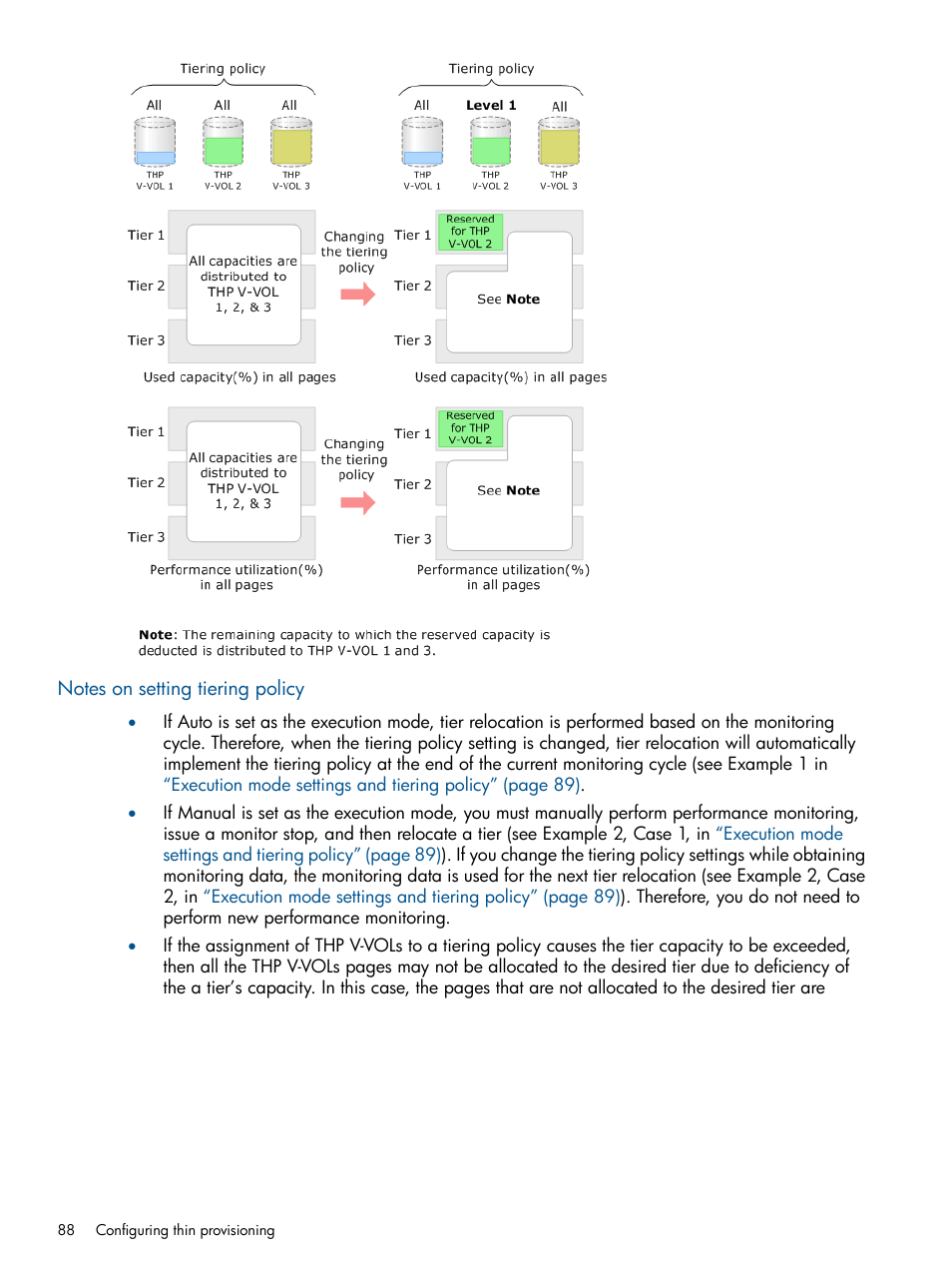 Notes on setting tiering policy | HP XP P9500 Storage User Manual | Page 88 / 367