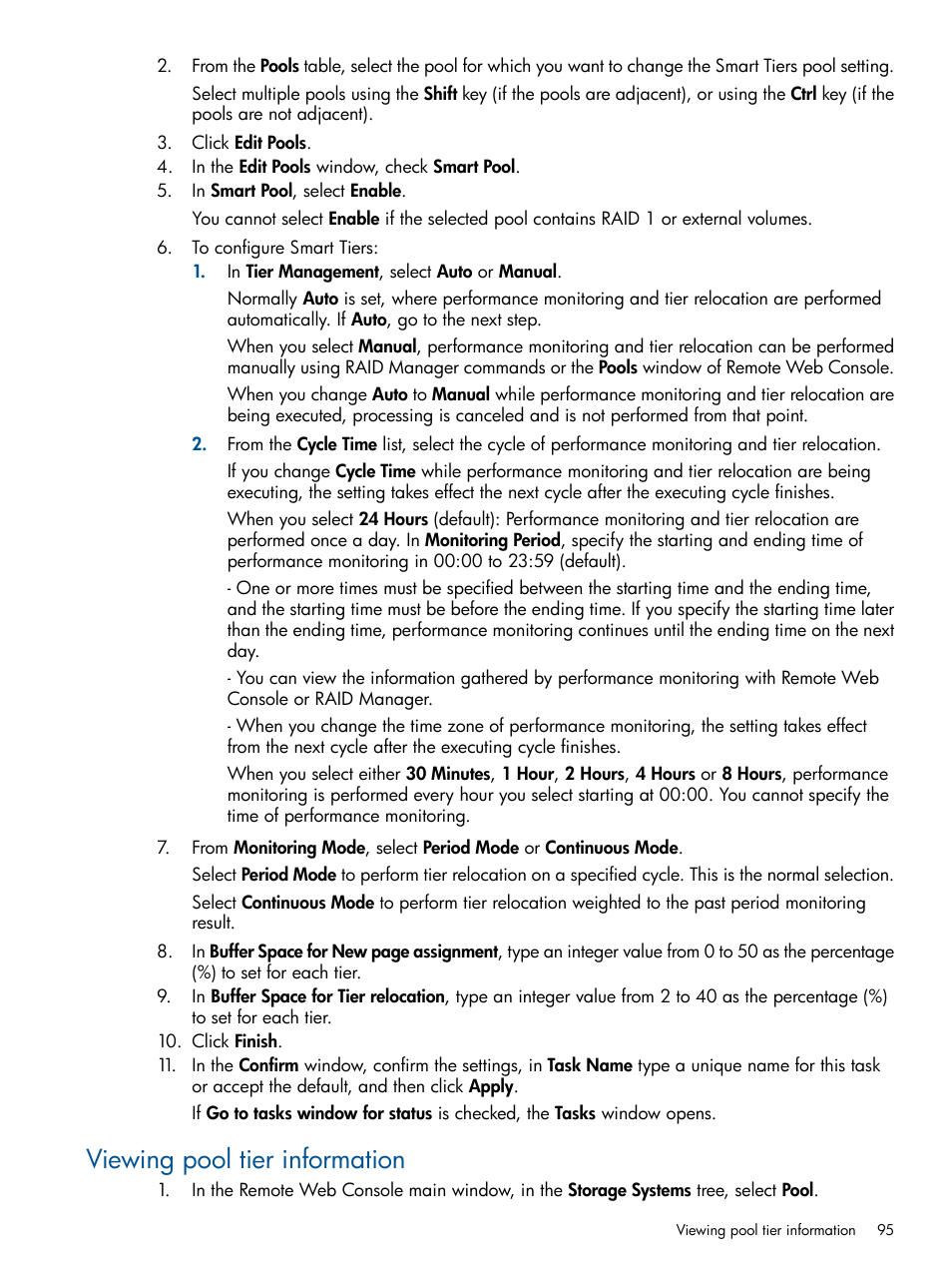 Viewing pool tier information | HP XP P9500 Storage User Manual | Page 95 / 367