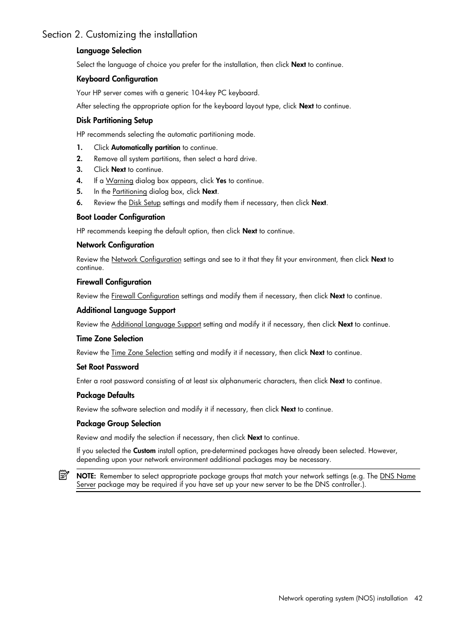 Section 2. customizing the installation | HP ProLiant DL140 G3 Server User Manual | Page 42 / 55