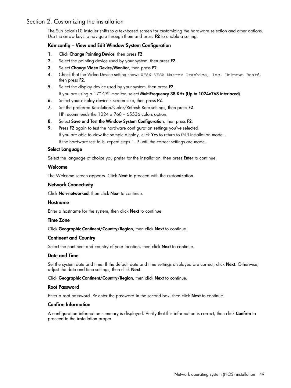 Section 2. customizing the installation | HP ProLiant DL140 G3 Server User Manual | Page 49 / 55