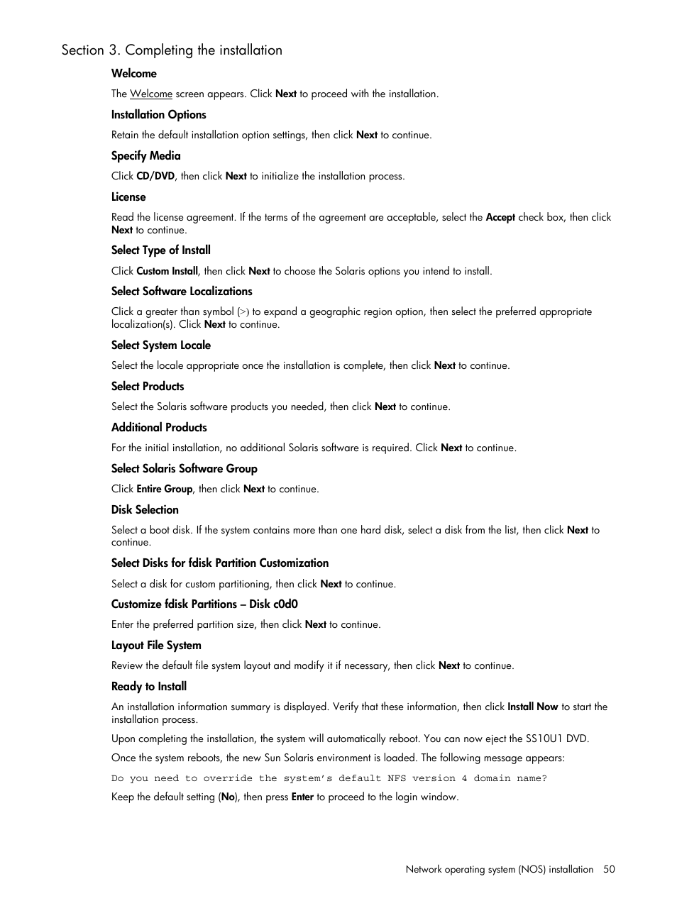 Section 3. completing the installation | HP ProLiant DL140 G3 Server User Manual | Page 50 / 55