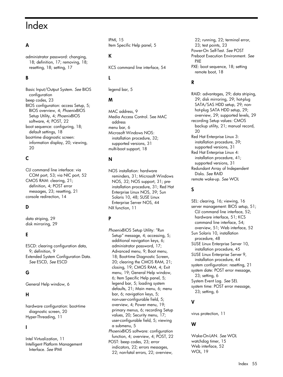 Index | HP ProLiant DL140 G3 Server User Manual | Page 55 / 55