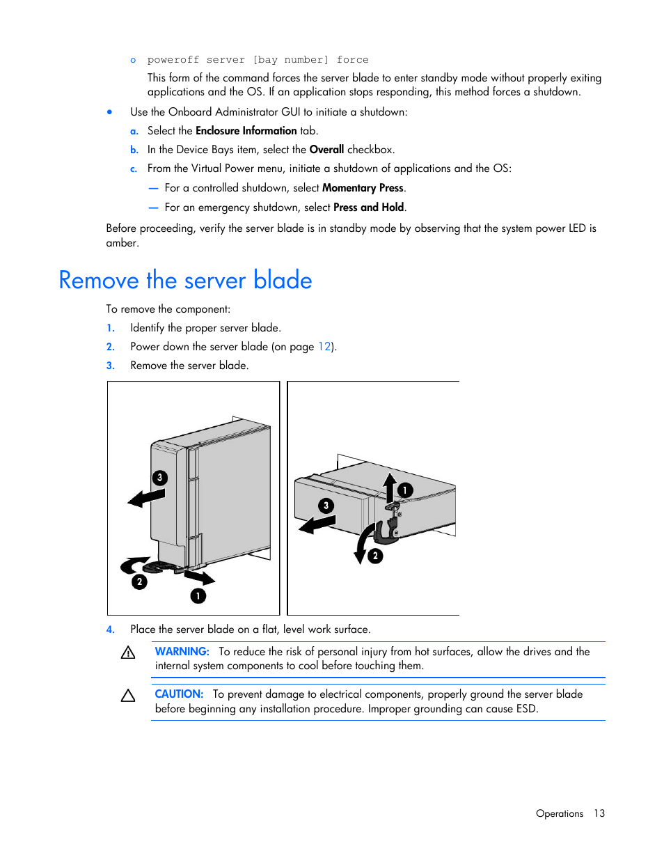 Remove the server blade | HP ProLiant BL465c Gen8 Server Blade User Manual | Page 13 / 89