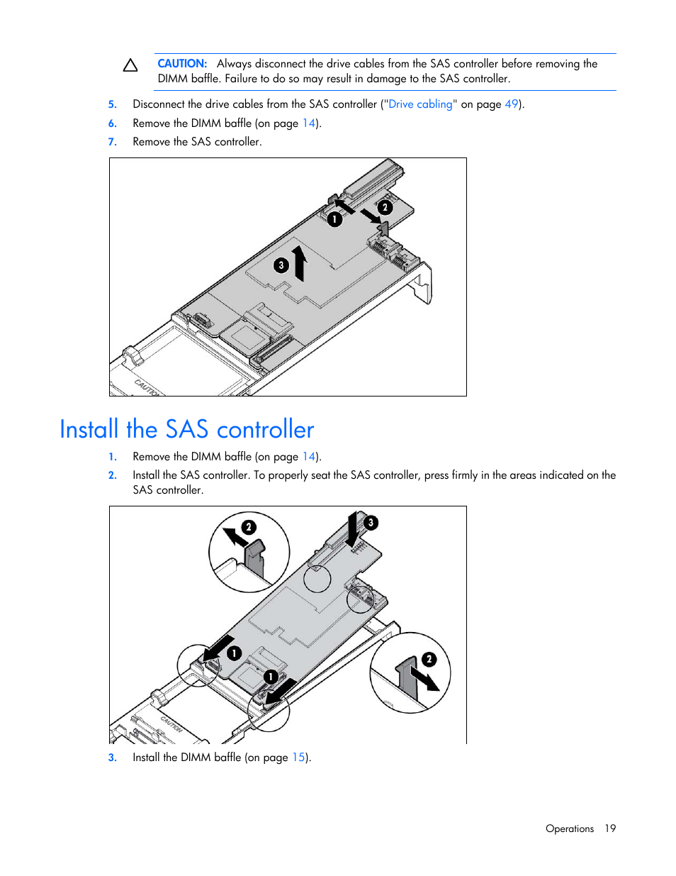Install the sas controller | HP ProLiant BL465c Gen8 Server Blade User Manual | Page 19 / 89