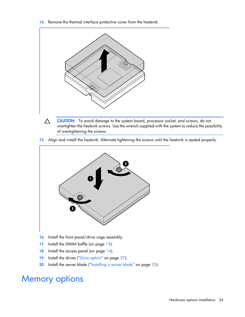 Memory options | HP ProLiant BL465c Gen8 Server Blade User Manual | Page 34 / 89