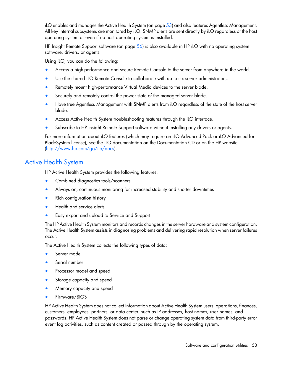Active health system | HP ProLiant BL465c Gen8 Server Blade User Manual | Page 53 / 89
