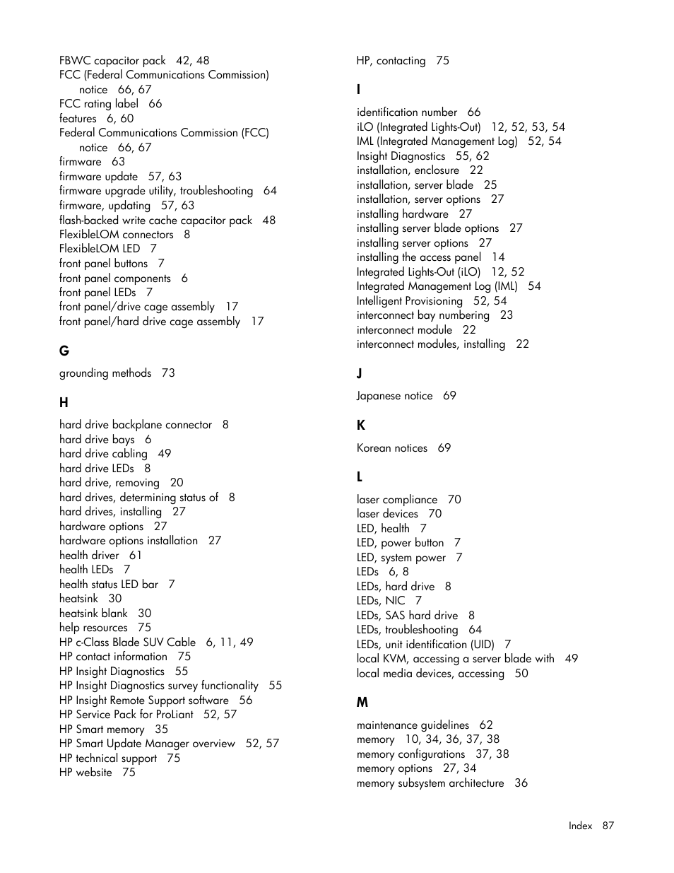 HP ProLiant BL465c Gen8 Server Blade User Manual | Page 87 / 89