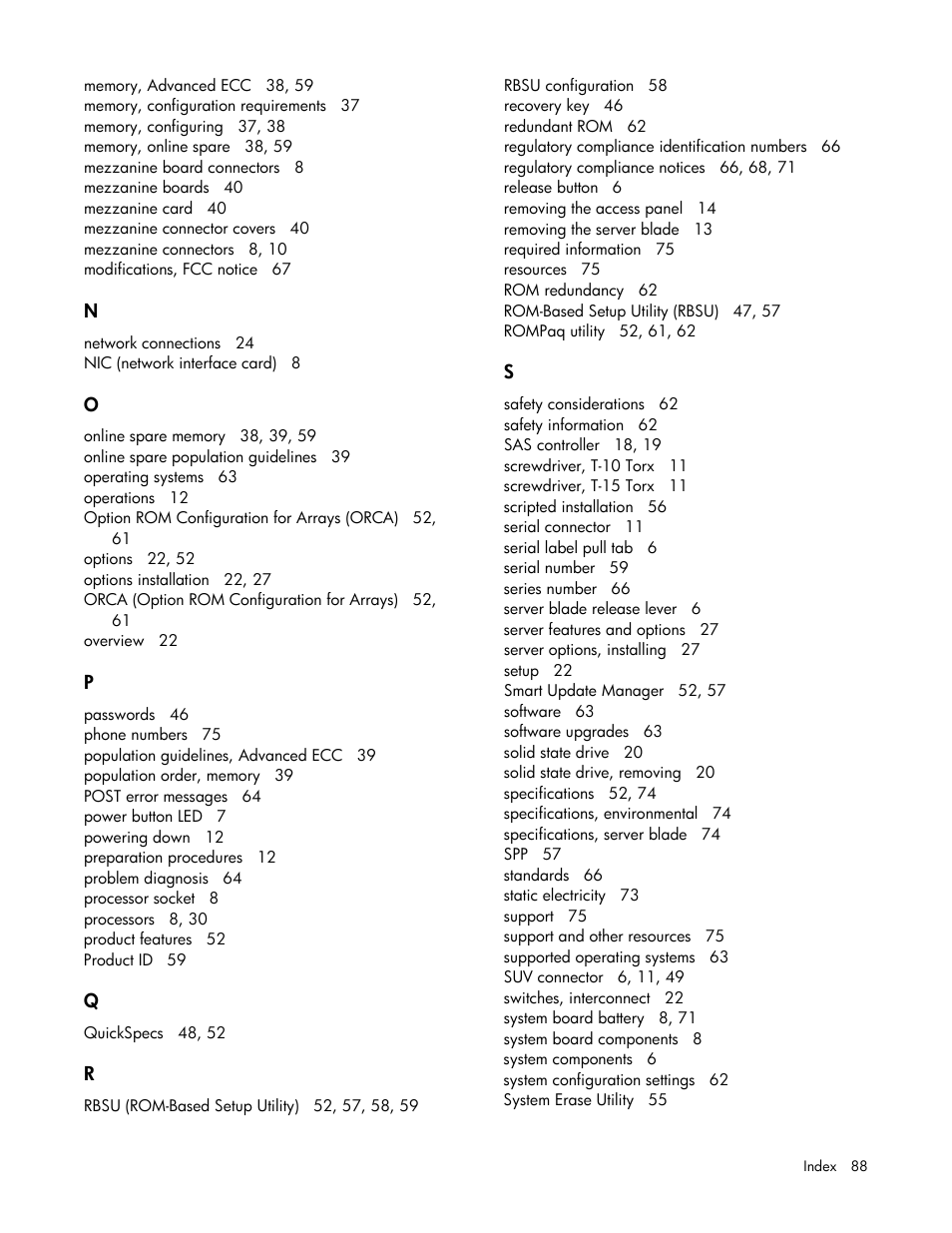 HP ProLiant BL465c Gen8 Server Blade User Manual | Page 88 / 89