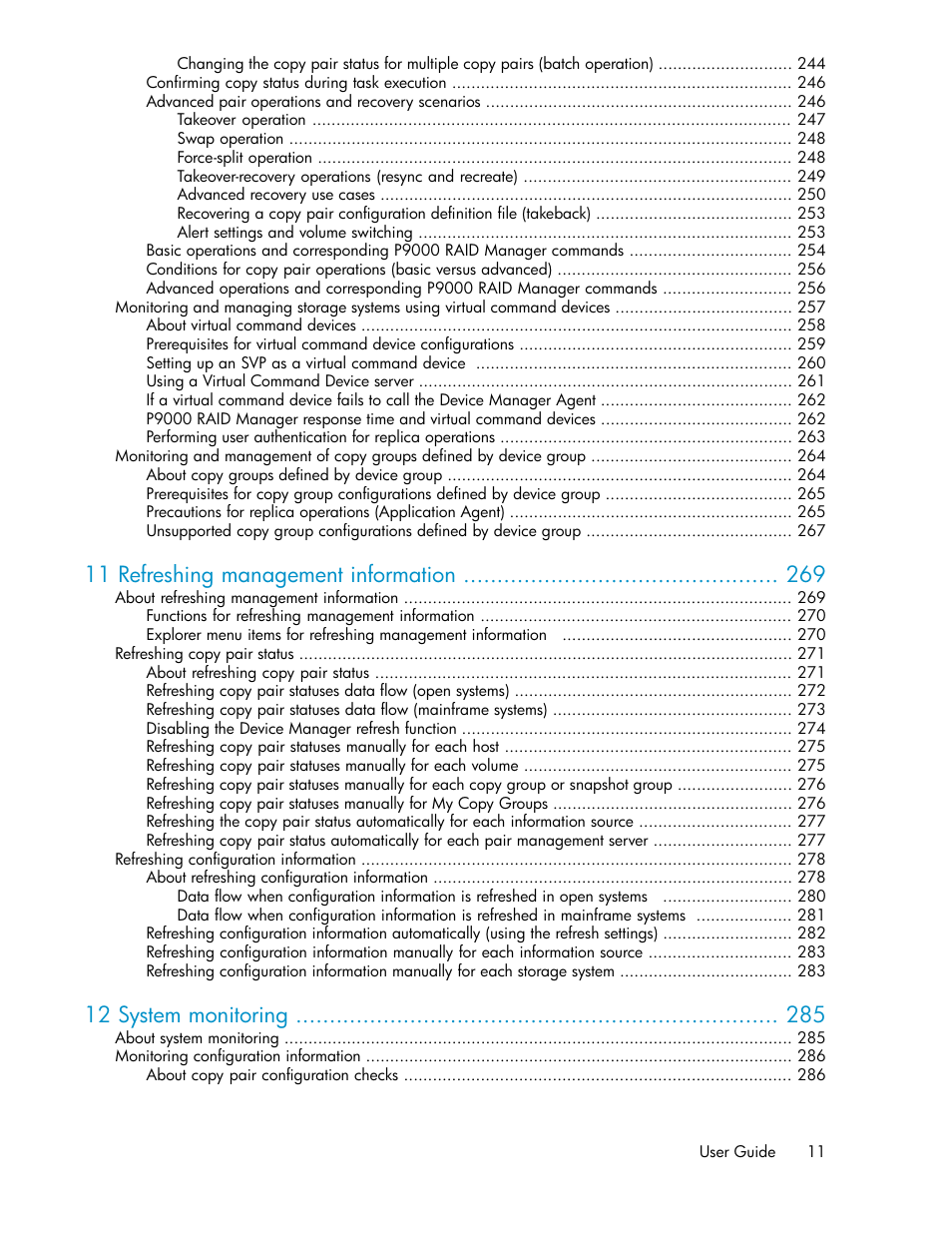 11 refreshing management information, 12 system monitoring | HP XP P9000 Command View Advanced Edition Software User Manual | Page 11 / 500