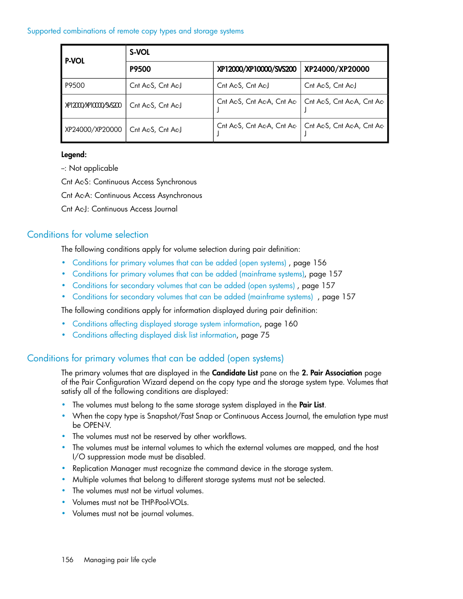 Conditions for volume selection | HP XP P9000 Command View Advanced Edition Software User Manual | Page 156 / 500