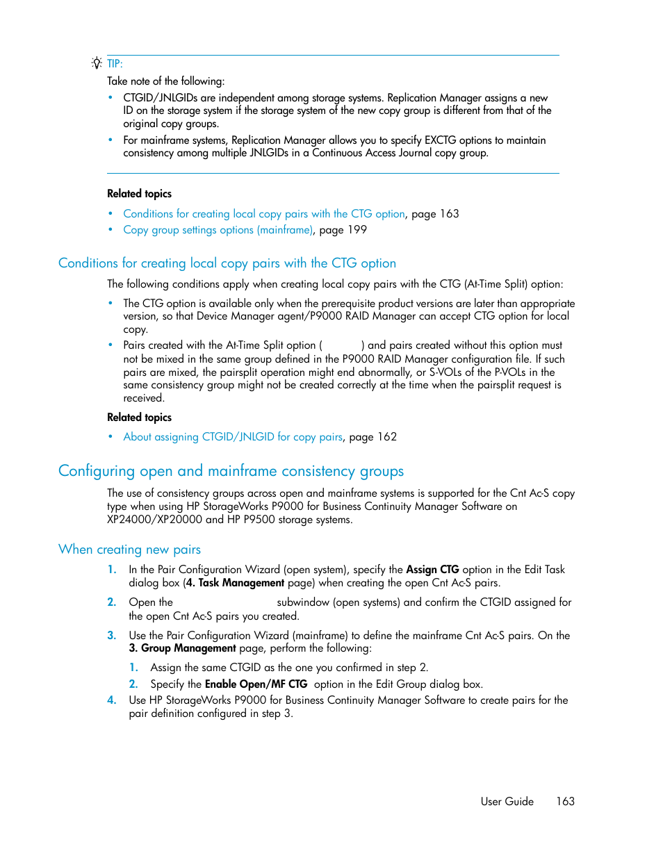 Configuring open and mainframe consistency groups | HP XP P9000 Command View Advanced Edition Software User Manual | Page 163 / 500