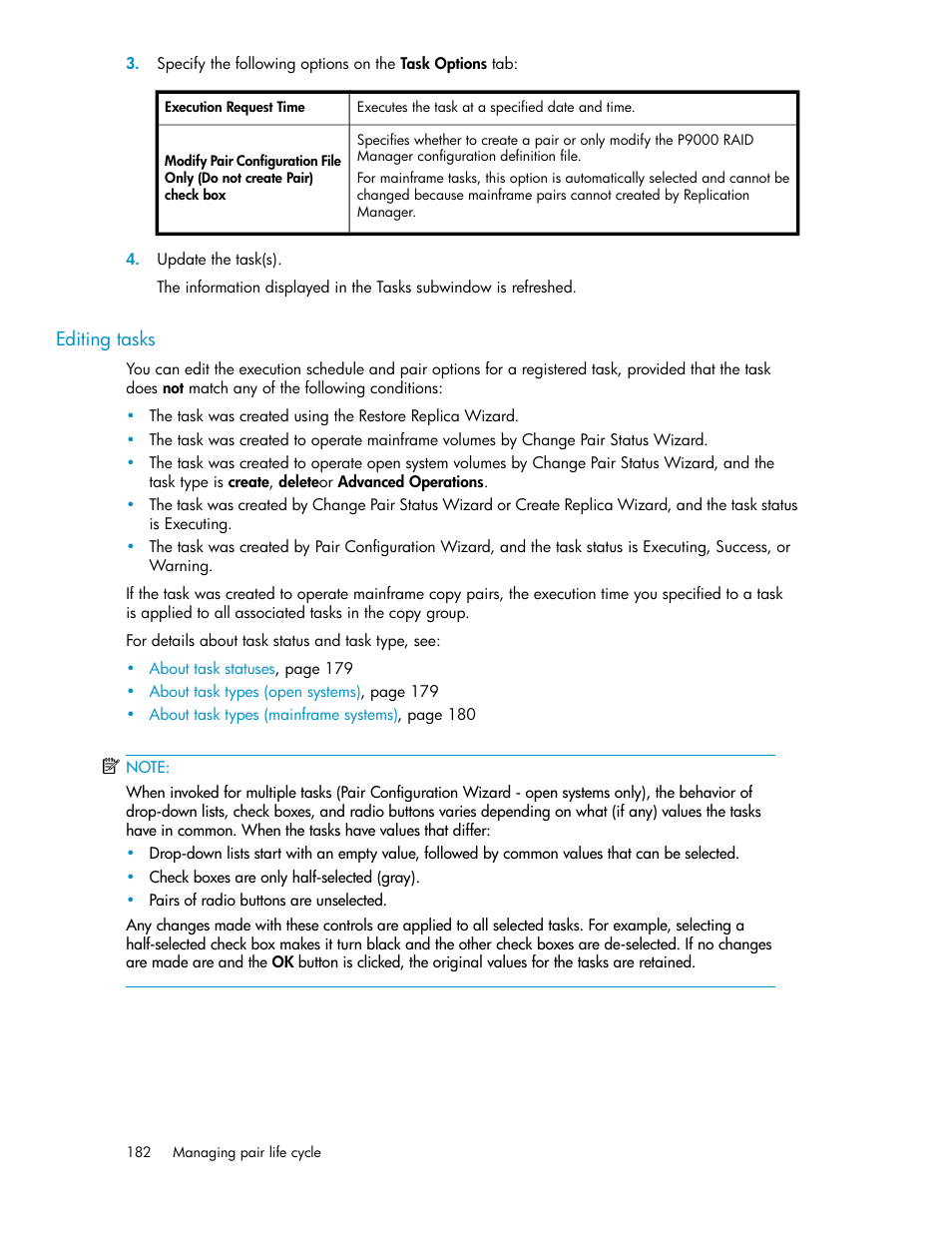 Editing tasks | HP XP P9000 Command View Advanced Edition Software User Manual | Page 182 / 500