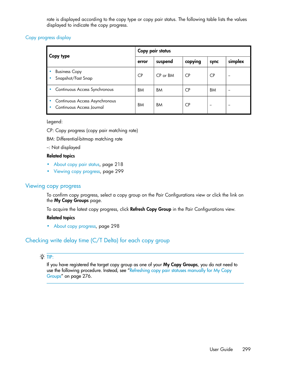 Viewing copy progress | HP XP P9000 Command View Advanced Edition Software User Manual | Page 299 / 500