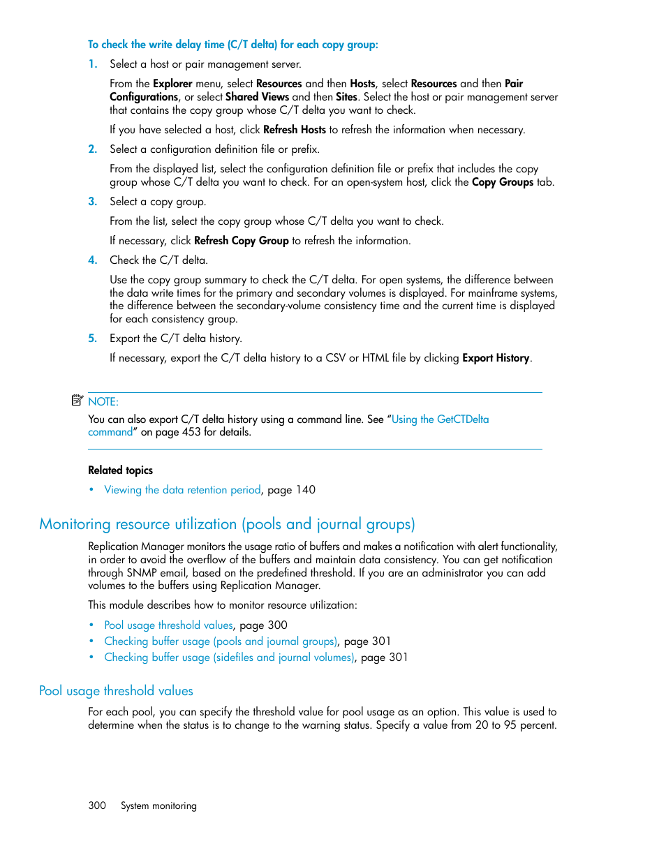 Pool usage threshold values | HP XP P9000 Command View Advanced Edition Software User Manual | Page 300 / 500