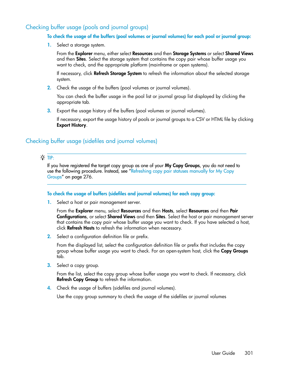Checking buffer usage (pools and journal groups) | HP XP P9000 Command View Advanced Edition Software User Manual | Page 301 / 500