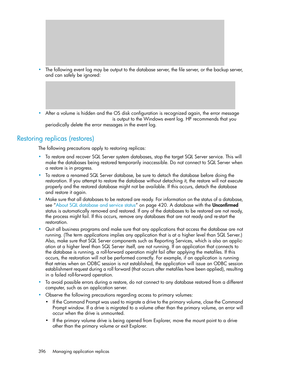 Restoring replicas (restores) | HP XP P9000 Command View Advanced Edition Software User Manual | Page 396 / 500