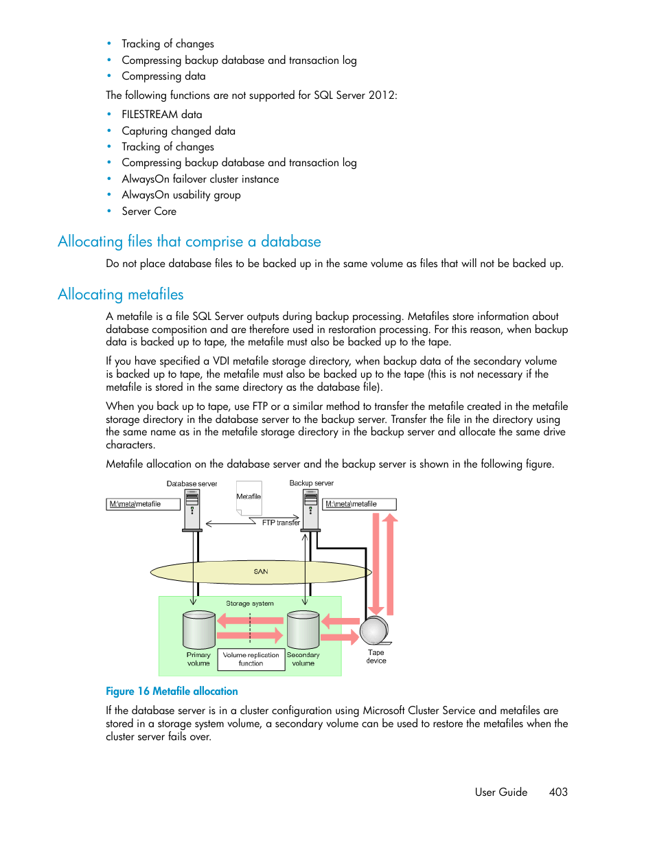 Metafile allocation, Allocating files that comprise a database, Allocating metafiles | HP XP P9000 Command View Advanced Edition Software User Manual | Page 403 / 500