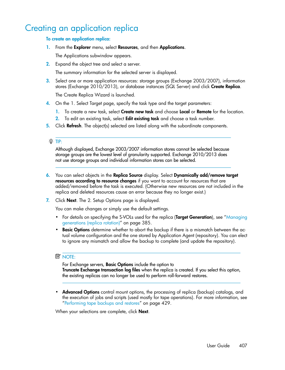 Creating an application replica | HP XP P9000 Command View Advanced Edition Software User Manual | Page 407 / 500