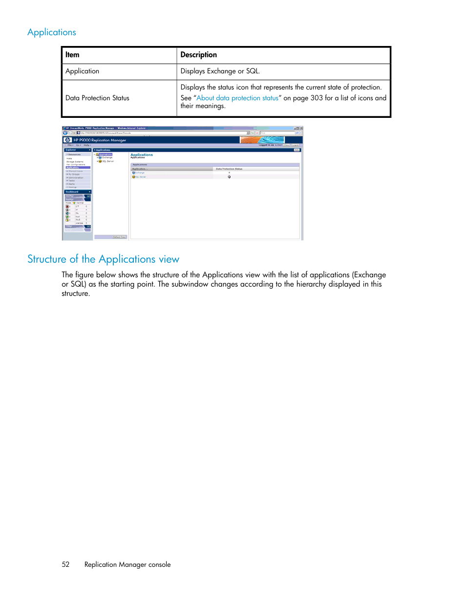 Structure of the applications view | HP XP P9000 Command View Advanced Edition Software User Manual | Page 52 / 500