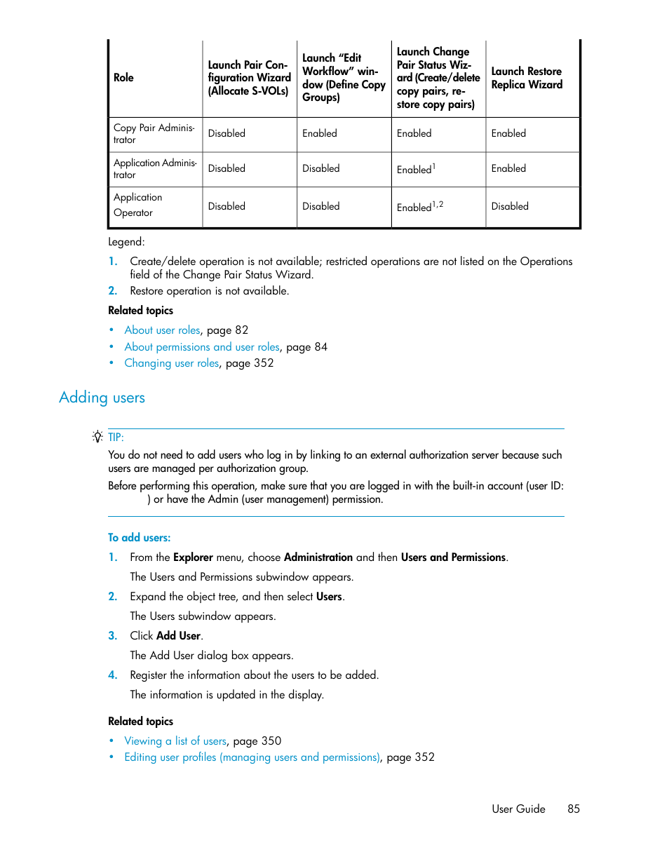 Adding users | HP XP P9000 Command View Advanced Edition Software User Manual | Page 85 / 500