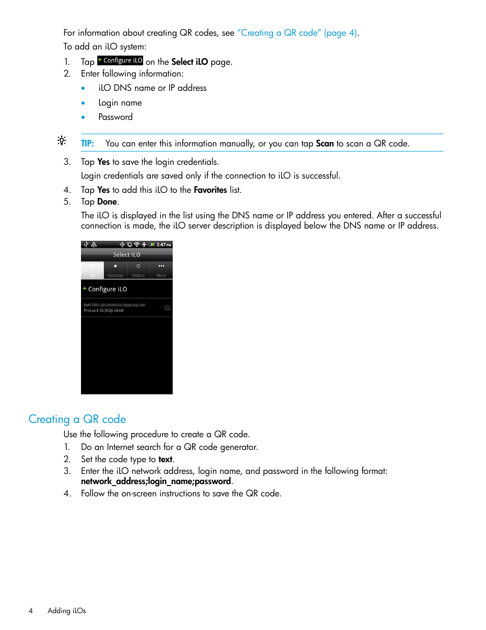 Creating a qr code | HP ProLiant DL380p Gen8 Server User Manual | Page 4 / 9