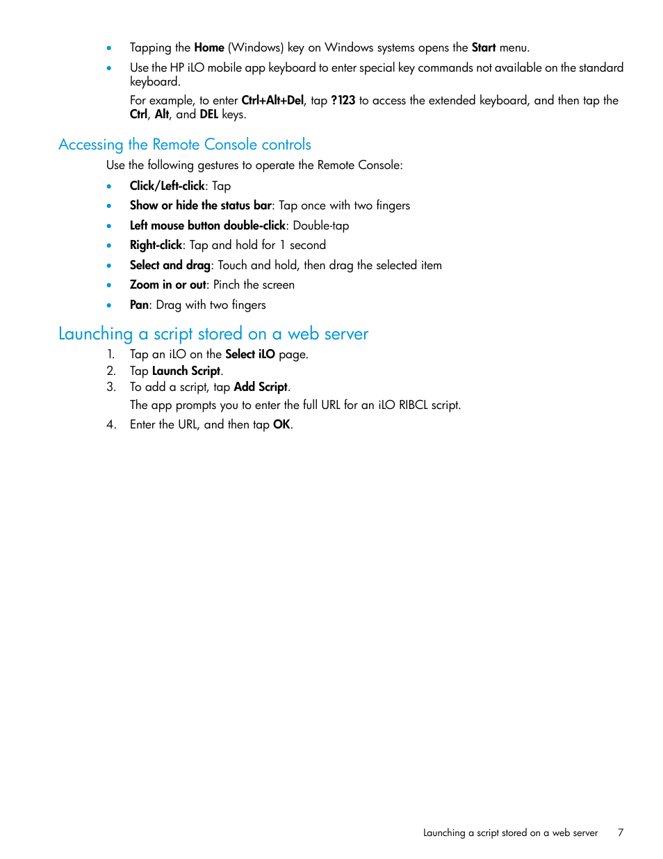 Accessing the remote console controls, Launching a script stored on a web server | HP ProLiant DL380p Gen8 Server User Manual | Page 7 / 9