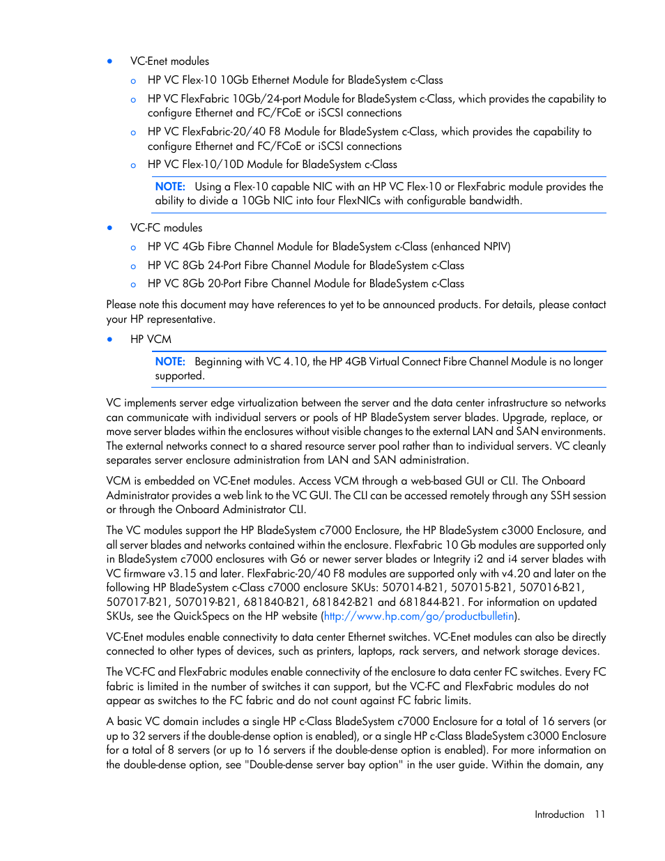 HP Virtual Connect Flex-10 10Gb Ethernet Module for c-Class BladeSystem User Manual | Page 11 / 205