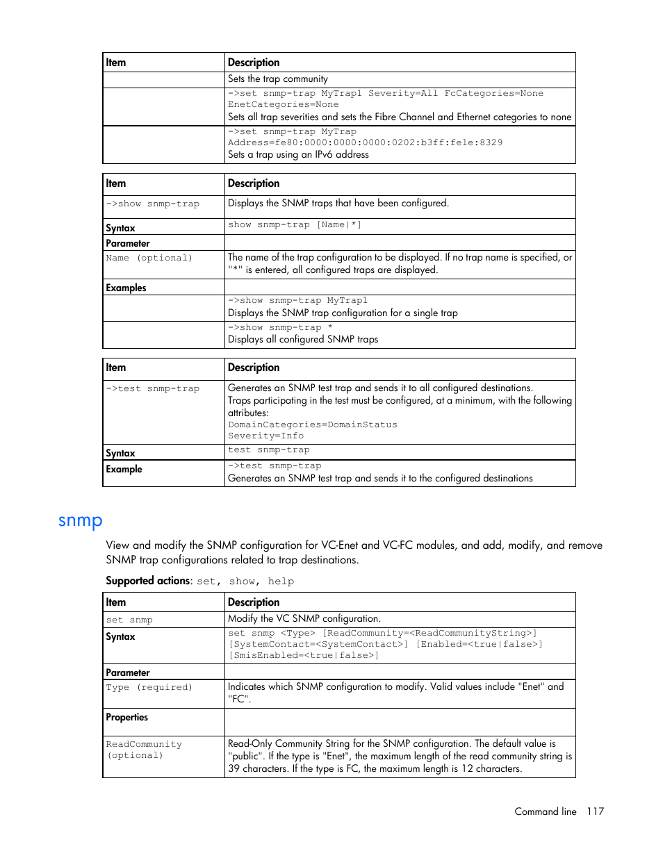 Snmp | HP Virtual Connect Flex-10 10Gb Ethernet Module for c-Class BladeSystem User Manual | Page 117 / 205