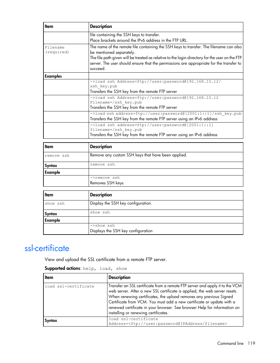 Ssl-certificate | HP Virtual Connect Flex-10 10Gb Ethernet Module for c-Class BladeSystem User Manual | Page 119 / 205