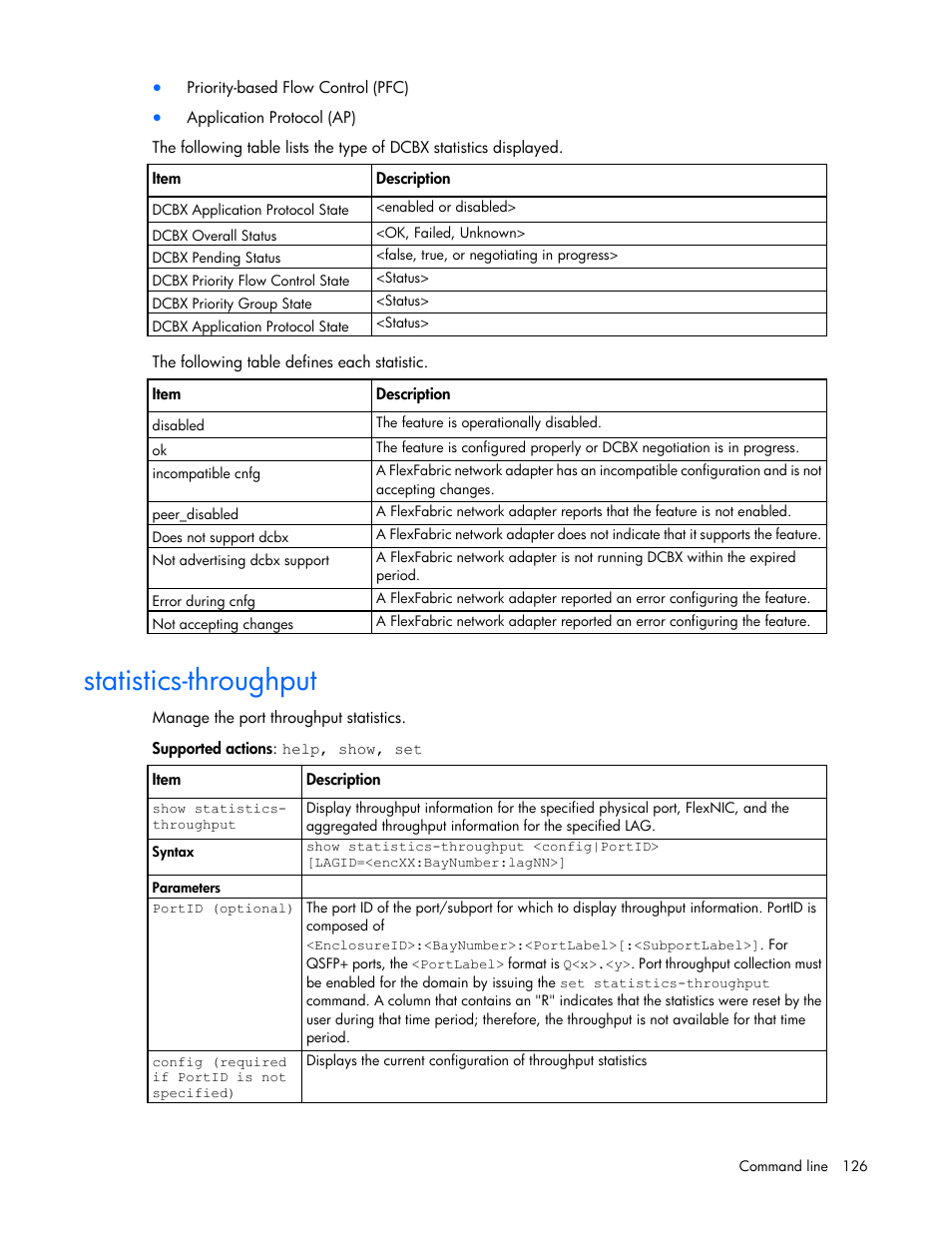 Statistics-throughput | HP Virtual Connect Flex-10 10Gb Ethernet Module for c-Class BladeSystem User Manual | Page 126 / 205