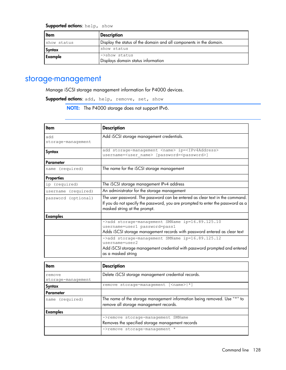 Storage-management | HP Virtual Connect Flex-10 10Gb Ethernet Module for c-Class BladeSystem User Manual | Page 128 / 205