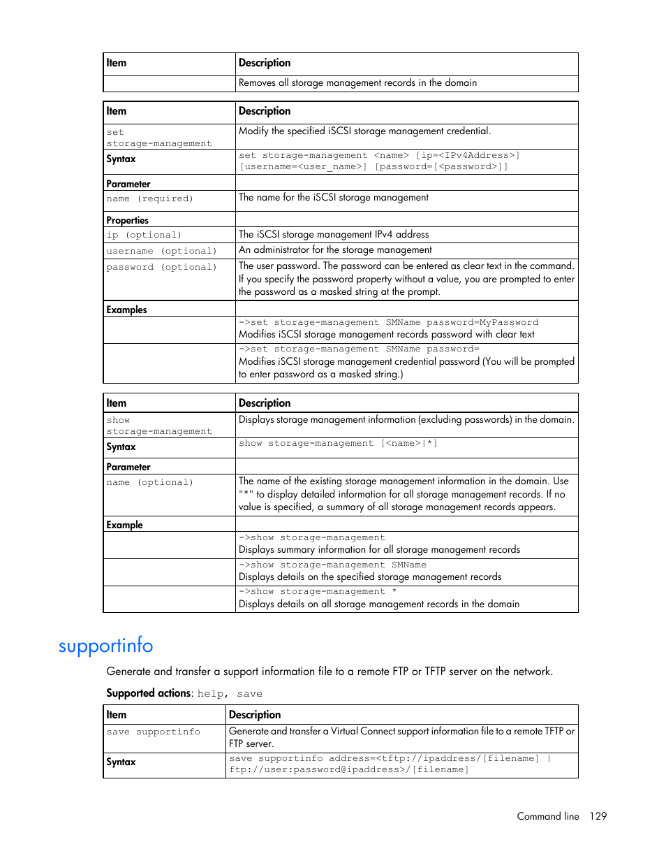 Supportinfo | HP Virtual Connect Flex-10 10Gb Ethernet Module for c-Class BladeSystem User Manual | Page 129 / 205