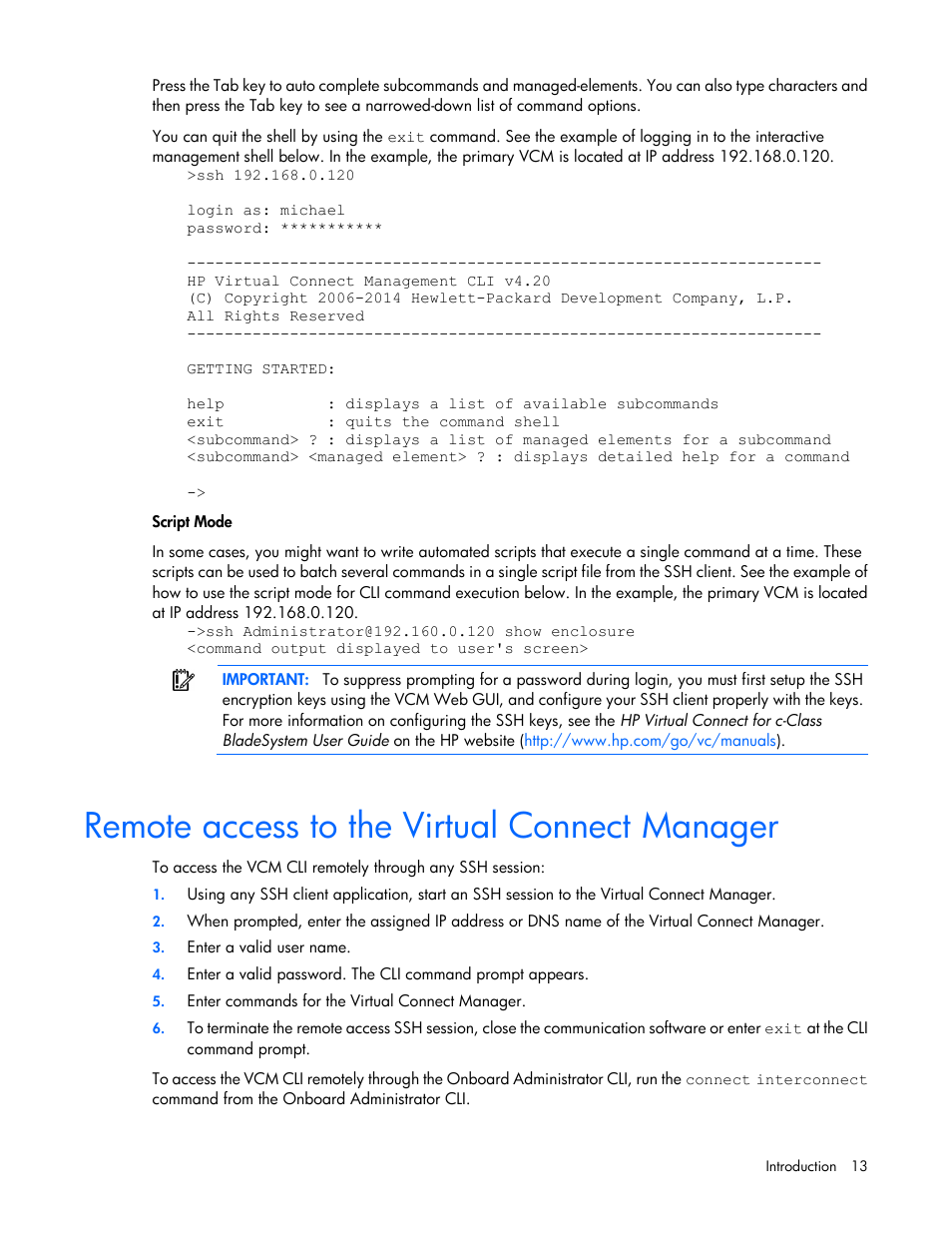 Remote access to the virtual connect manager | HP Virtual Connect Flex-10 10Gb Ethernet Module for c-Class BladeSystem User Manual | Page 13 / 205