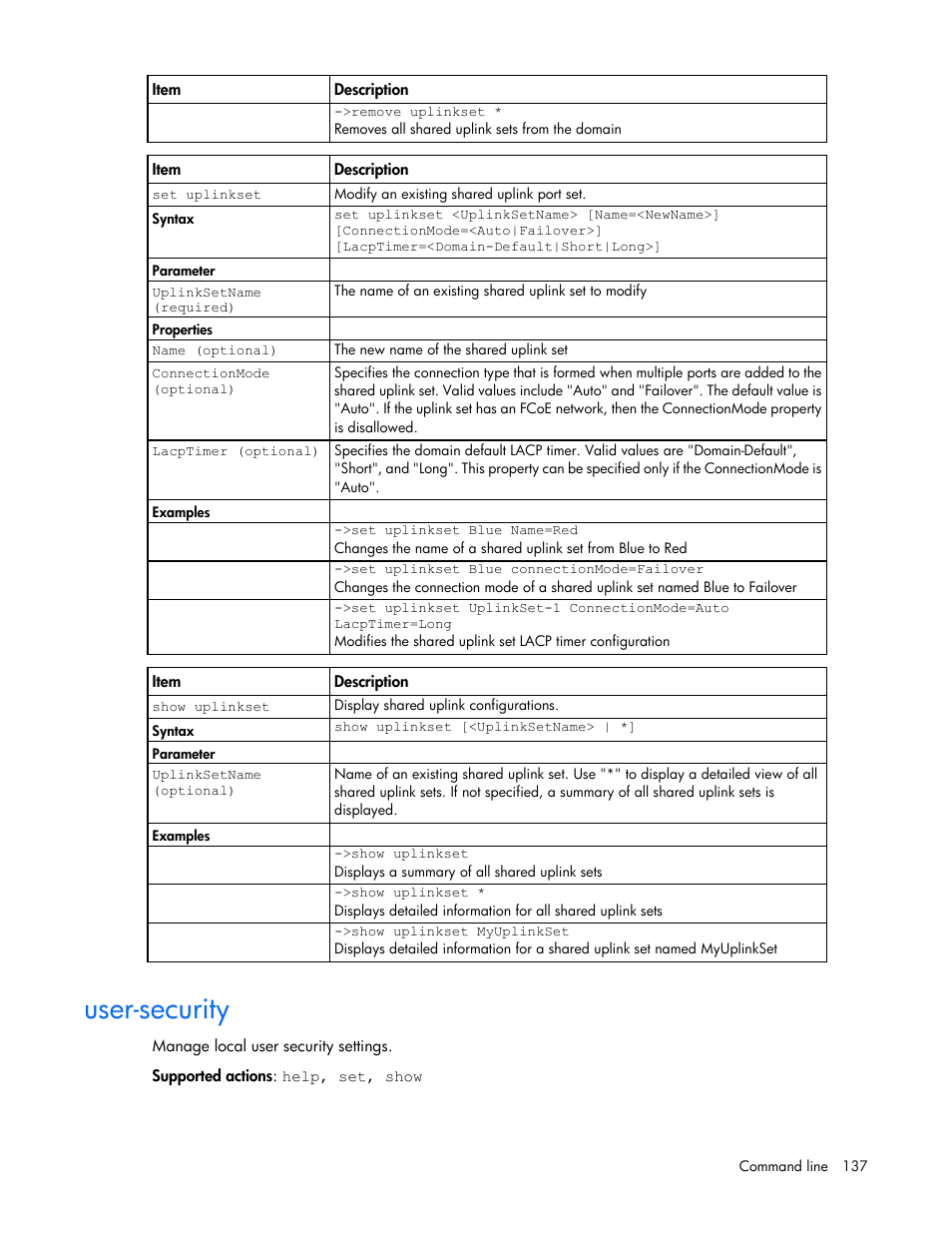 User-security | HP Virtual Connect Flex-10 10Gb Ethernet Module for c-Class BladeSystem User Manual | Page 137 / 205