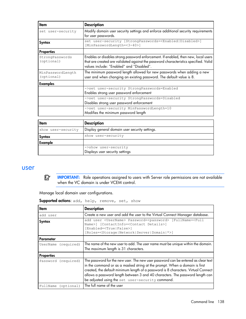 User | HP Virtual Connect Flex-10 10Gb Ethernet Module for c-Class BladeSystem User Manual | Page 138 / 205