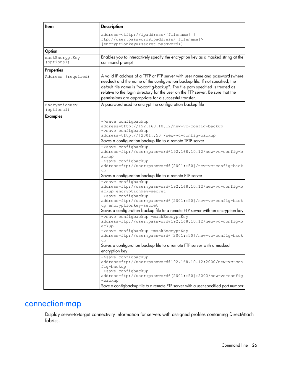 Connection-map | HP Virtual Connect Flex-10 10Gb Ethernet Module for c-Class BladeSystem User Manual | Page 26 / 205