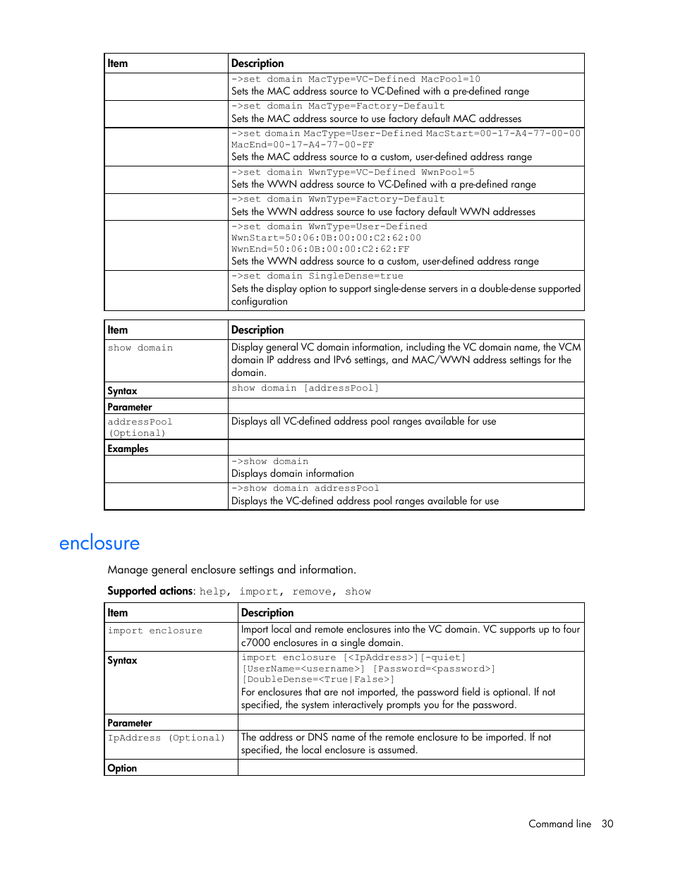 Enclosure | HP Virtual Connect Flex-10 10Gb Ethernet Module for c-Class BladeSystem User Manual | Page 30 / 205