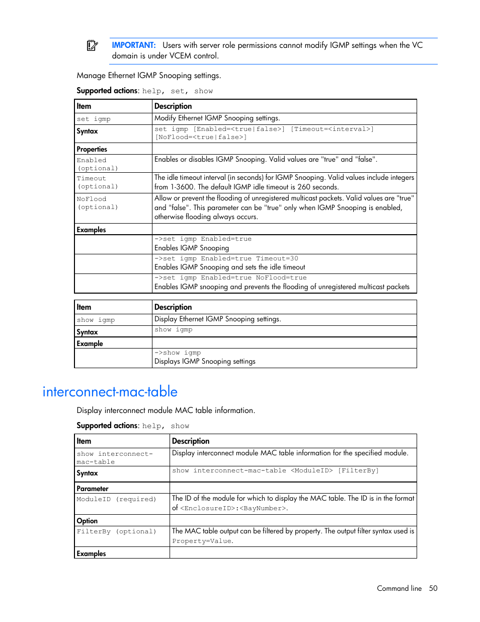 Interconnect-mac-table | HP Virtual Connect Flex-10 10Gb Ethernet Module for c-Class BladeSystem User Manual | Page 50 / 205