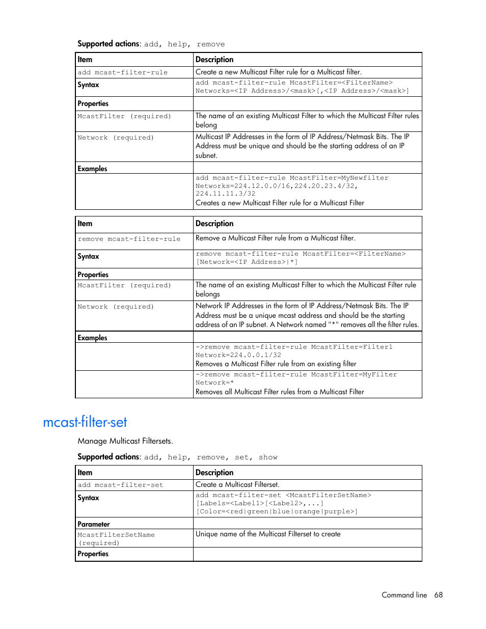 Mcast-filter-set | HP Virtual Connect Flex-10 10Gb Ethernet Module for c-Class BladeSystem User Manual | Page 68 / 205