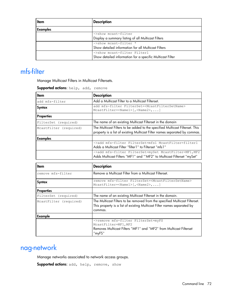 Mfs-filter, Nag-network | HP Virtual Connect Flex-10 10Gb Ethernet Module for c-Class BladeSystem User Manual | Page 72 / 205