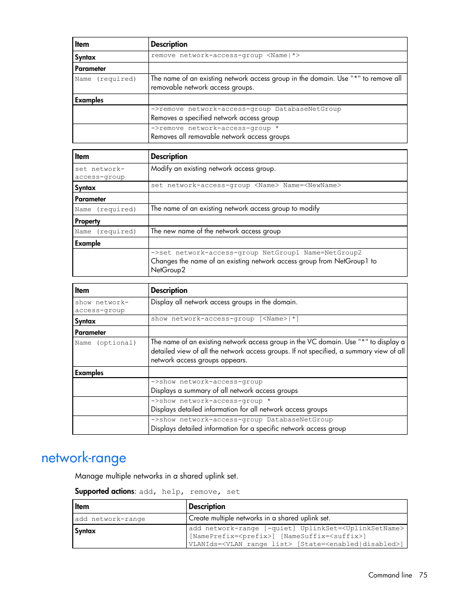 Network-range | HP Virtual Connect Flex-10 10Gb Ethernet Module for c-Class BladeSystem User Manual | Page 75 / 205