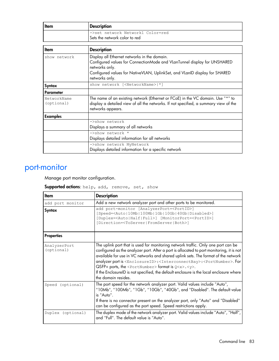 Port-monitor | HP Virtual Connect Flex-10 10Gb Ethernet Module for c-Class BladeSystem User Manual | Page 83 / 205