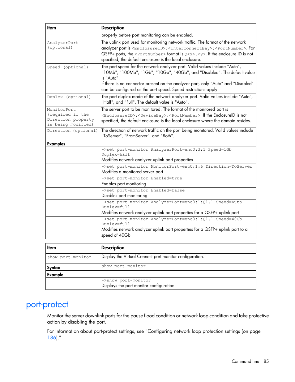 Port-protect | HP Virtual Connect Flex-10 10Gb Ethernet Module for c-Class BladeSystem User Manual | Page 85 / 205